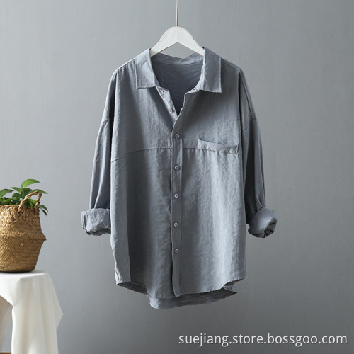 Women Fashion Solid Color Long Sleeve Shirt